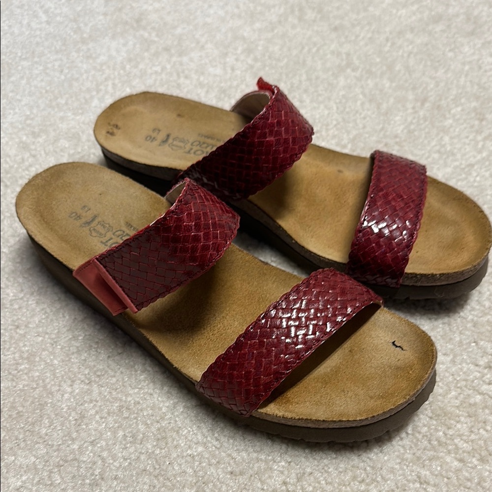 Naot Red Woven Strap Sandals 40